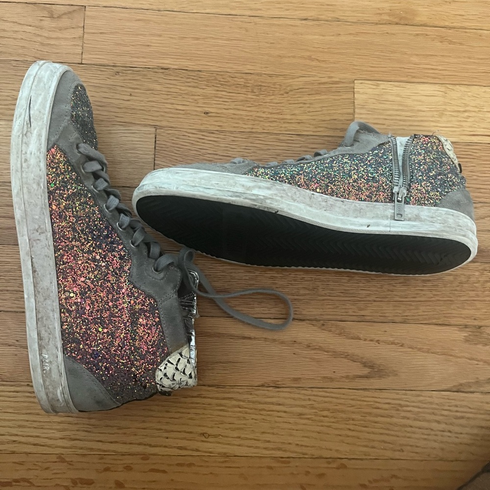P448 Gray and Multicolor Glitter Sneakers